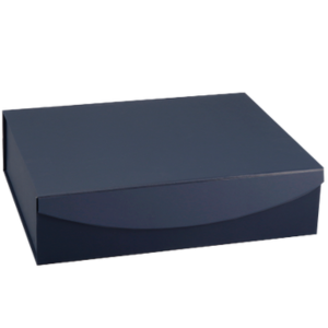EZA1826 14.375X10.75X3.125 LEATHERETTE NAVY WITH CURVED MAGNETIC CLOSURE