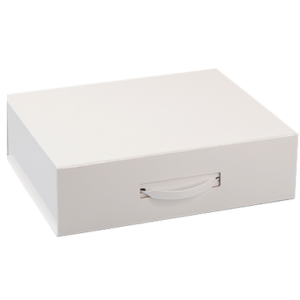 EZA3135 12.25X10.25X3.5 GLOSS WHITE FOLIO ATTACHE BOXES WITH HANDLES